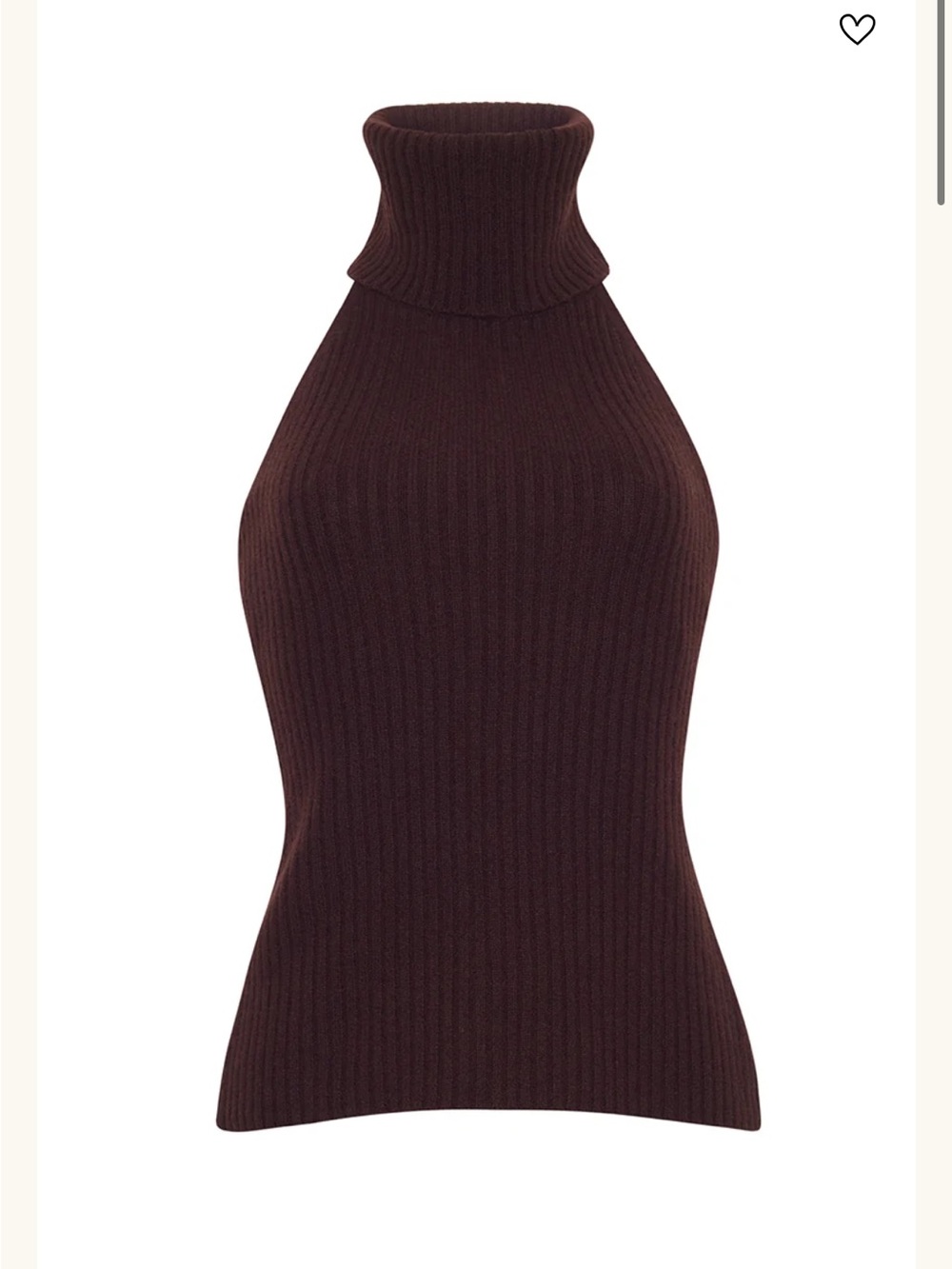 Cara Cara Brown Sleeveless Ribbed Turtleneck Top